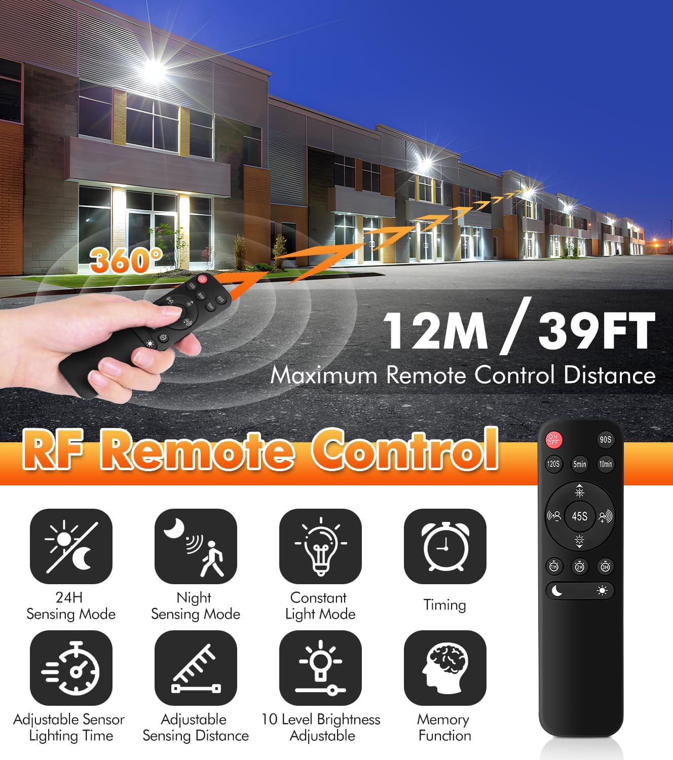 MEIKEE 60W Security Light, 5640LM Motion Sensor, IP66 Waterproof, Remote Control