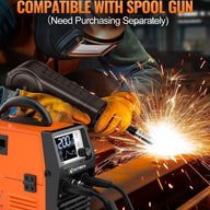 HITBOX 140A 4-in-1 Portable MIG Welder Gasless, TIG, ARC, Spool Gun Digital LED