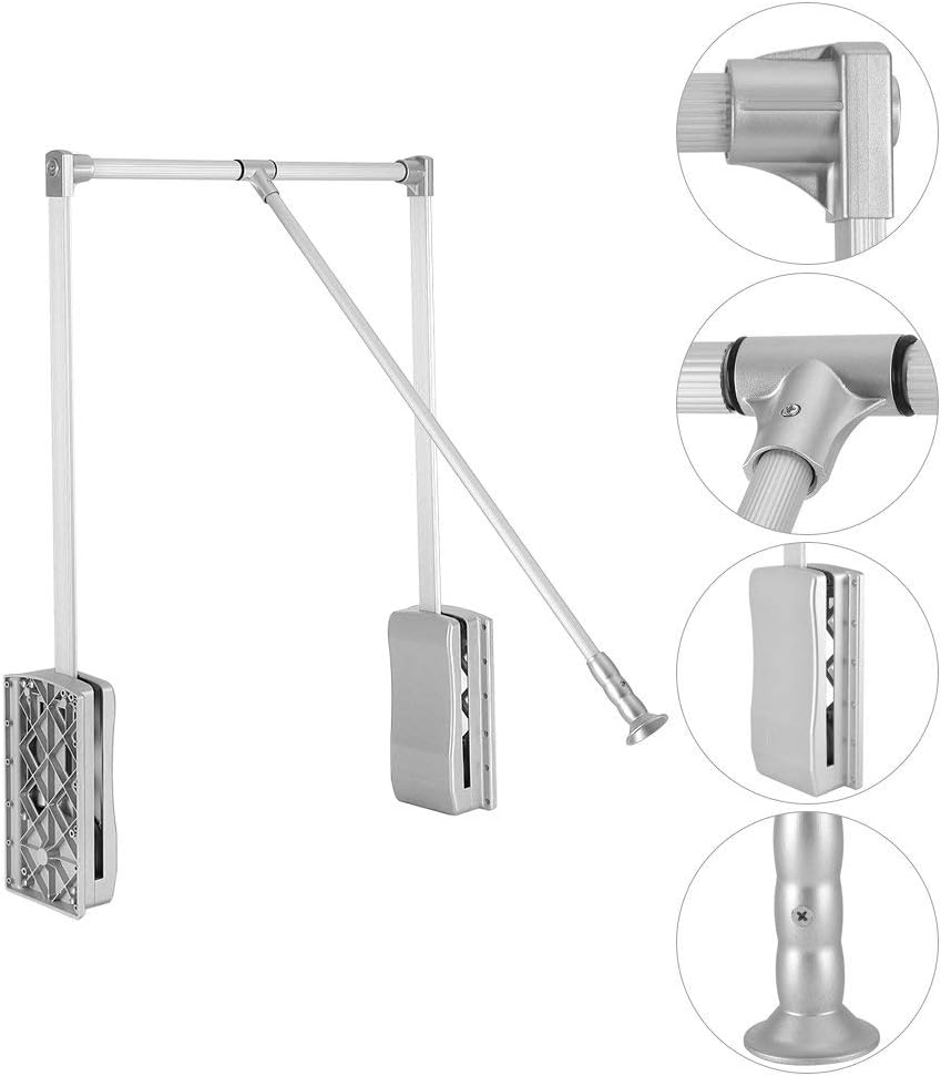 Metallic stand with adjustable arm and multiple attachments on a white background