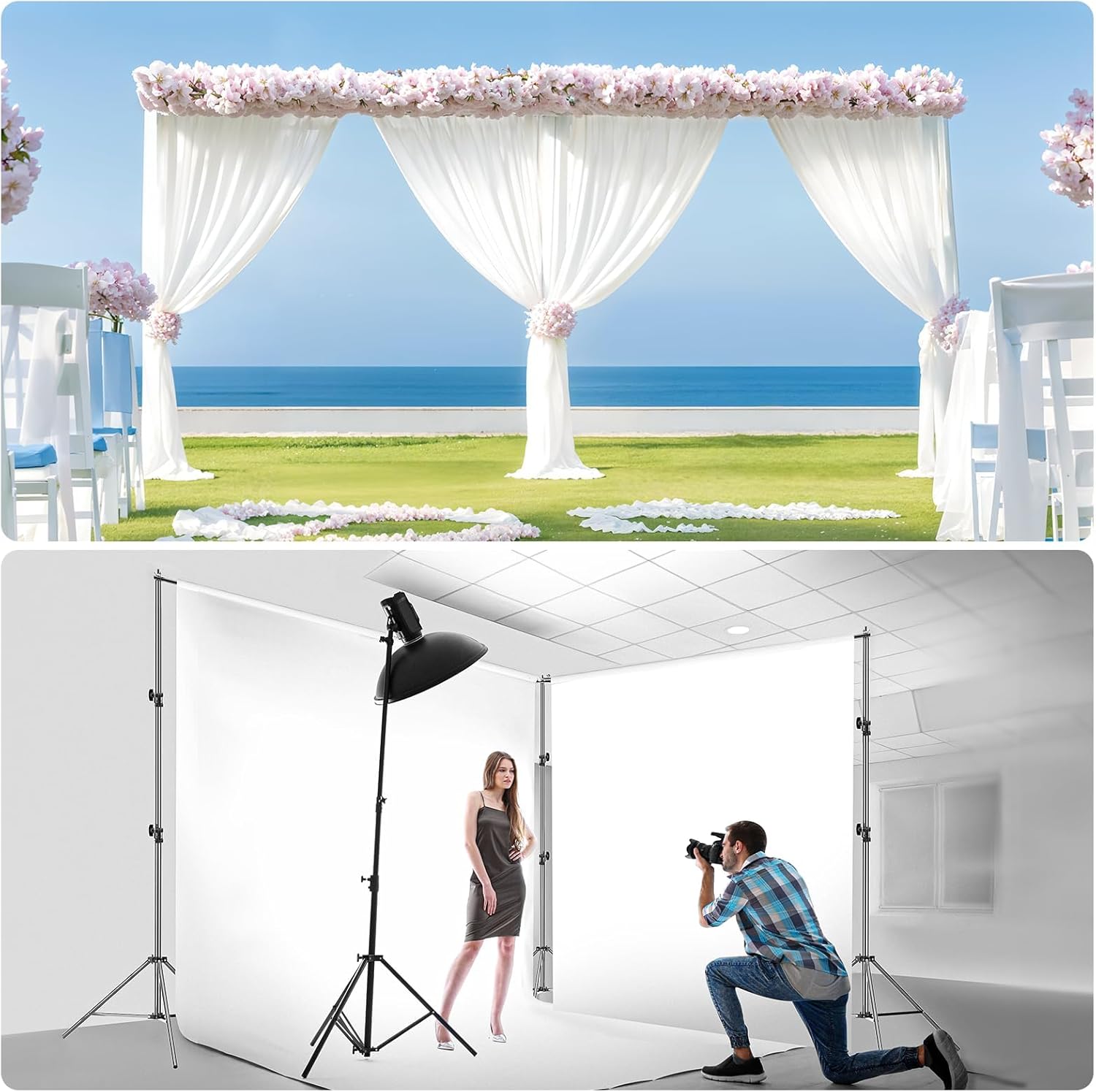 EMART 6x3m Pro Photo Studio Backdrop Stand Kit with Clamps & Bag