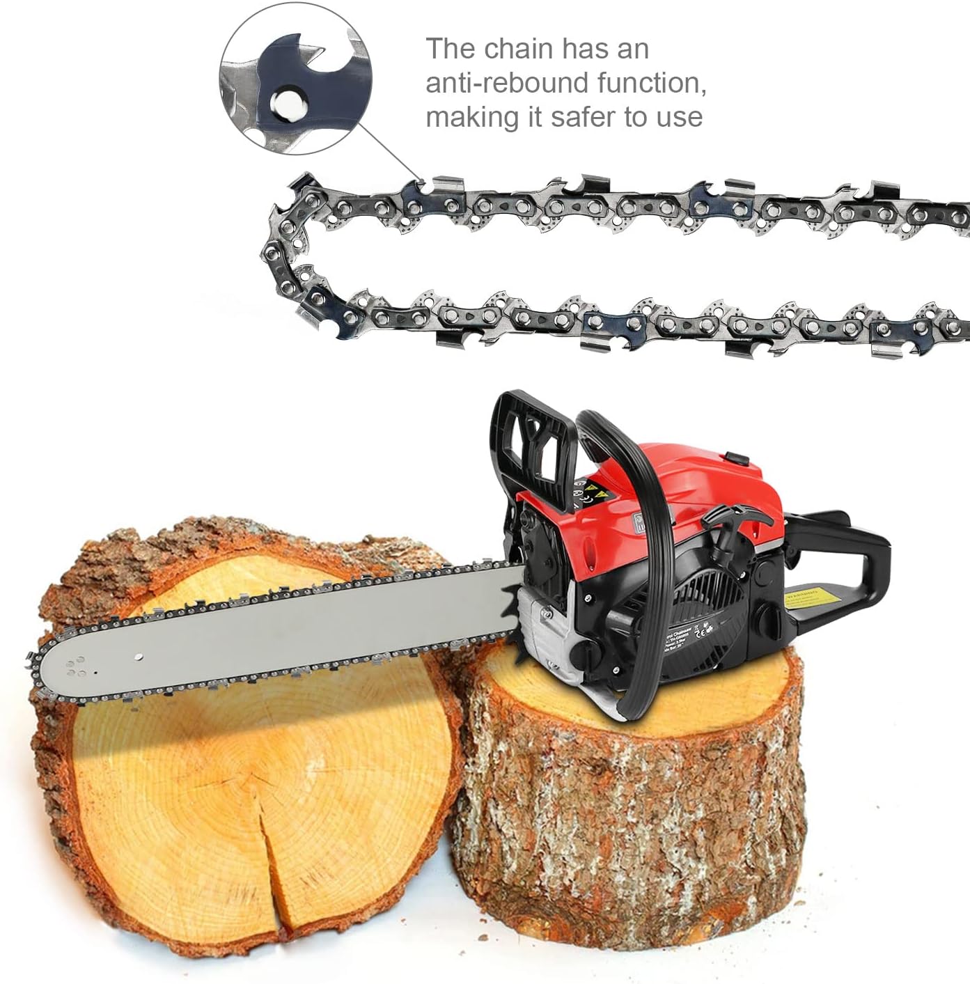 4-Pack 16'' Chainsaw Chains, 3/8'' Pitch, 0.050'' Gauge, 56 Links, Low-Kickback