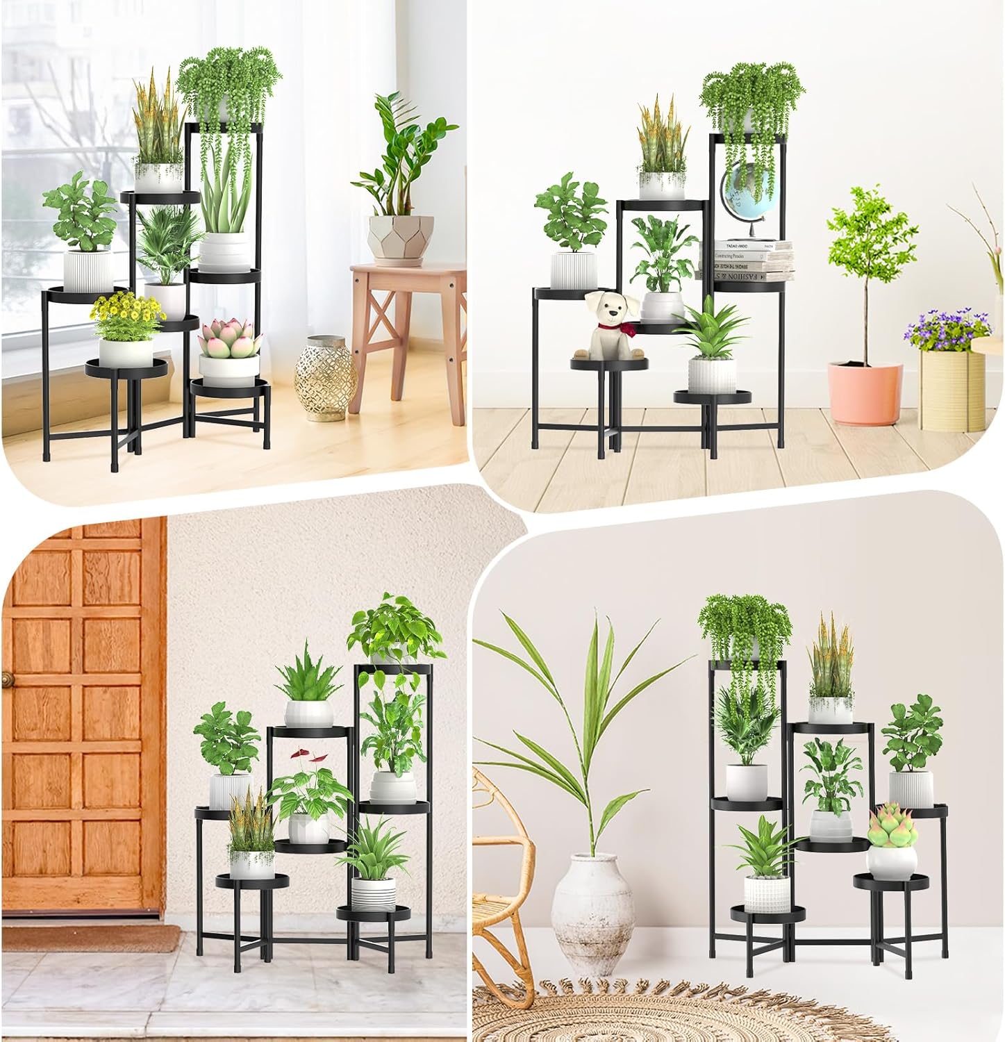 7-Tier Metal Corner Plant Stand, Tall Flower Pot Shelf for Indoor & Outdoor Use, White