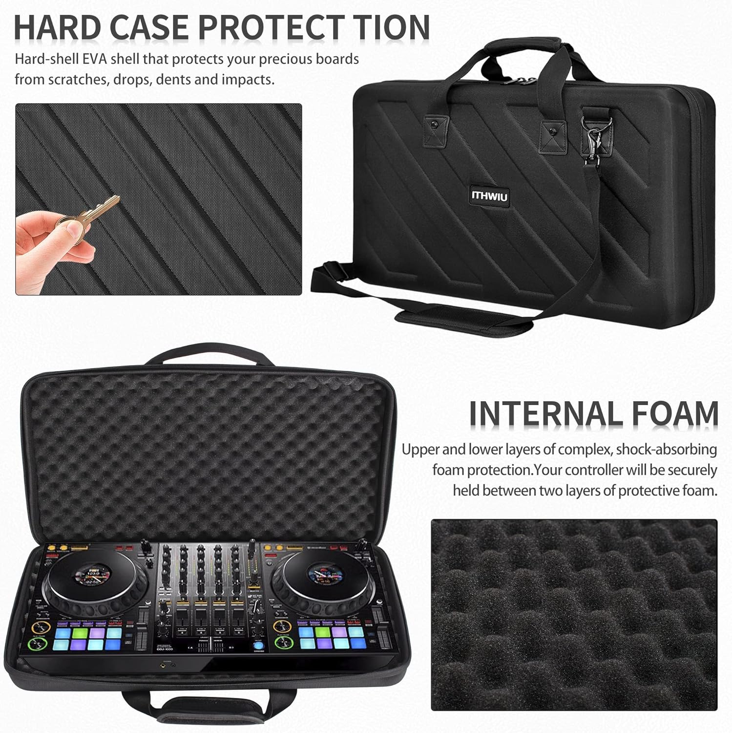 BQKOZFIN DJ Hard Case for Pioneer DDJ 1000/1000SRT/FLX10 Controllers, EVA Bag