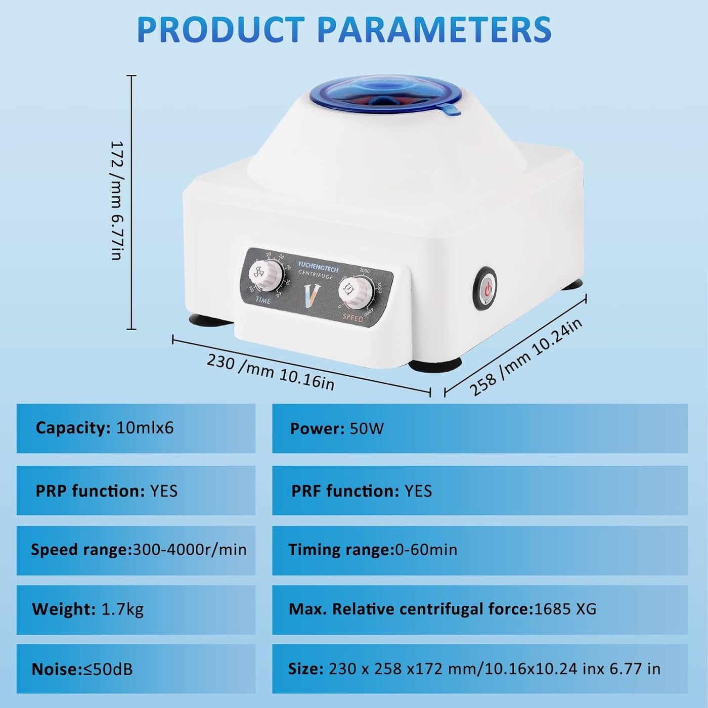 6x10ml Lab Centrifuge Machine, 4000RPM, Timer 0-60min, 220V for Research