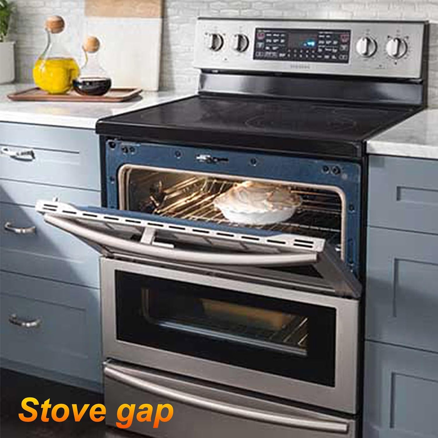 2-Pack 25'' Stainless Steel Stove Gap Covers, Heat Resistant, Easy to Clean, Silver