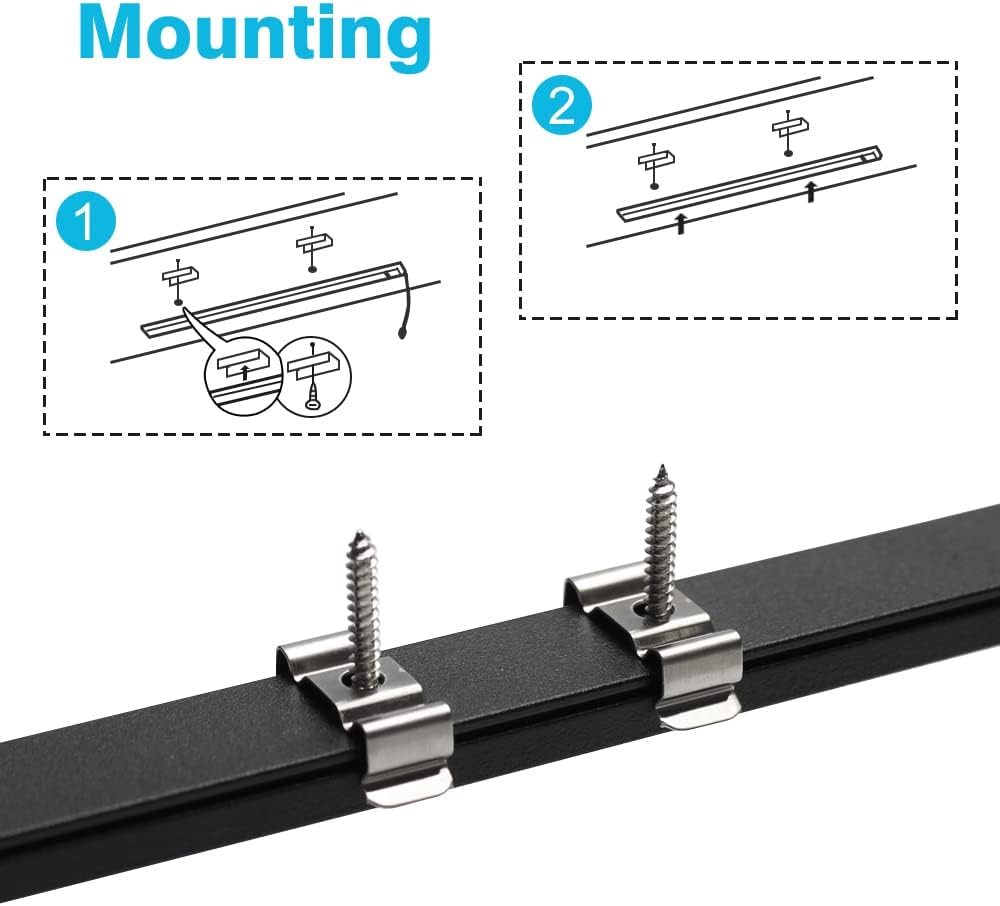 LightingWill 6-Pack LED Aluminum Channel, 3.3ft U-Shape, Black with Accessories