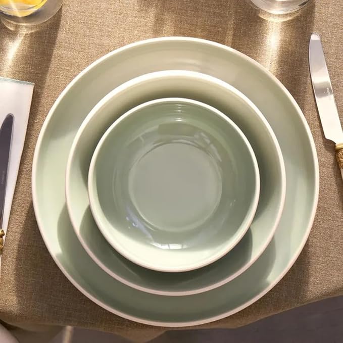 Karaca Abby Stoneware Dinner Set for 6 - Elegant Tableware, 23 Piece, Green