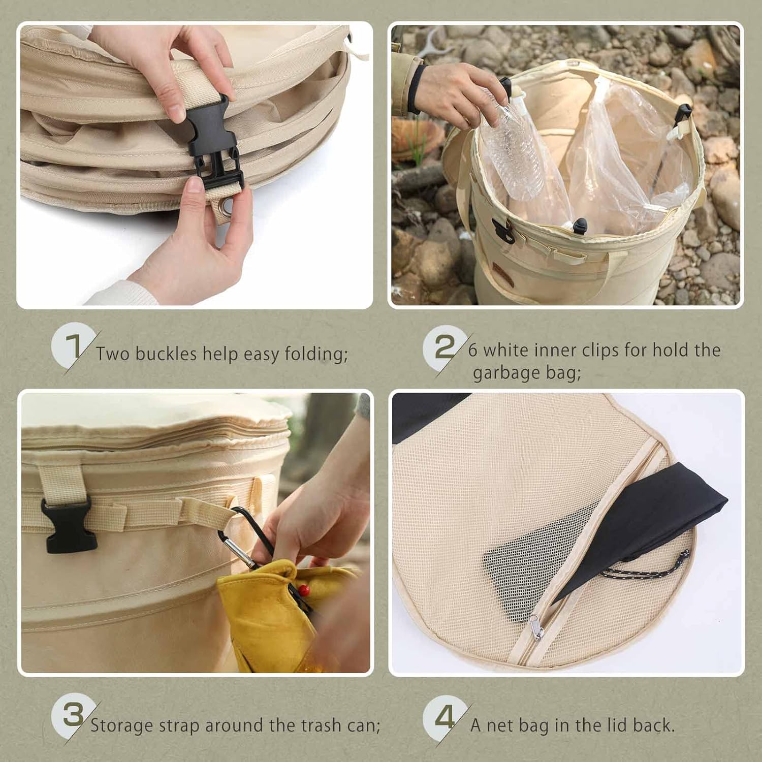 Collapsible 60L Garden Waste Bag – Pop-Up Bin with Lid for Camping & Outdoor Use