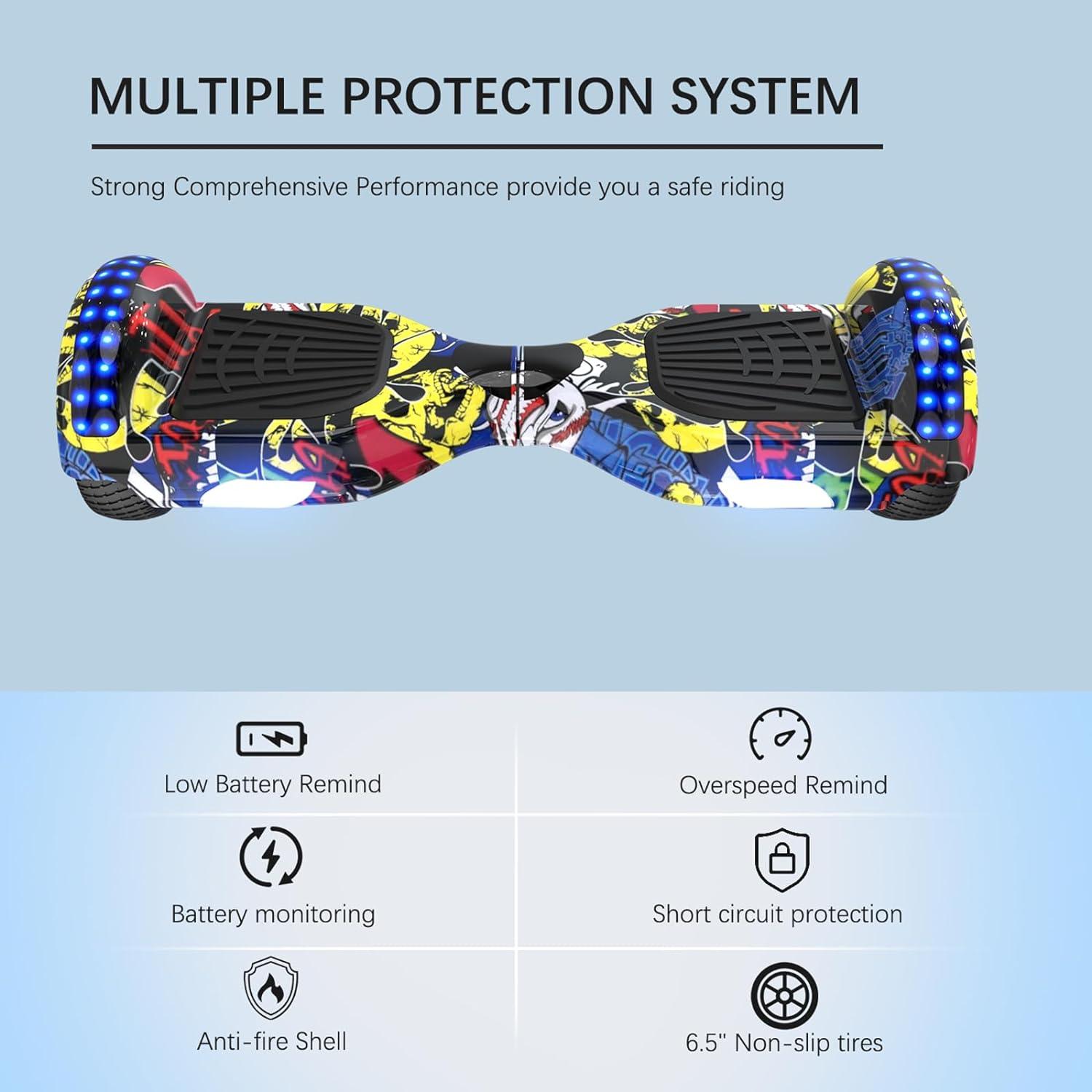RCB Hoverboards 6.5 inch with Bluetooth, Speaker, Colorful LED Lights - Massive Discounts