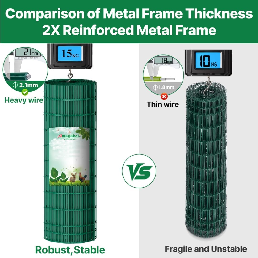 Comparison of metal frame thickness with reinforced metal frame on a green background