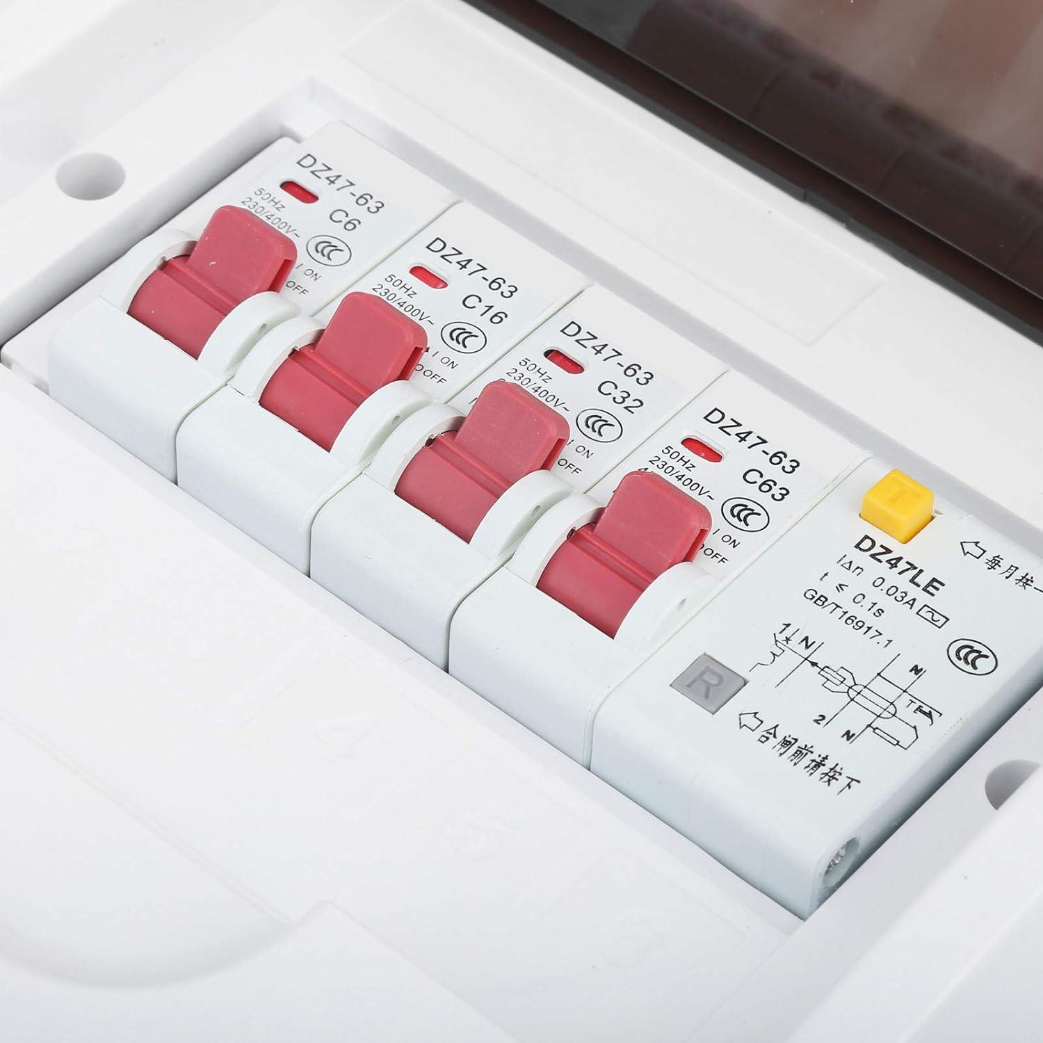 DEWIN 3-Way Fuse Box: 63A 30mA RCD + 3 MCBs (6A, 16A, 32A) 230/400V - Massive Discounts