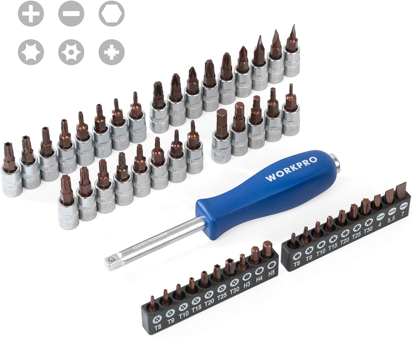 WORKPRO 172-Piece Cr-V Socket Set – 1/2", 3/8", 1/4" Drive, Ratchets & More