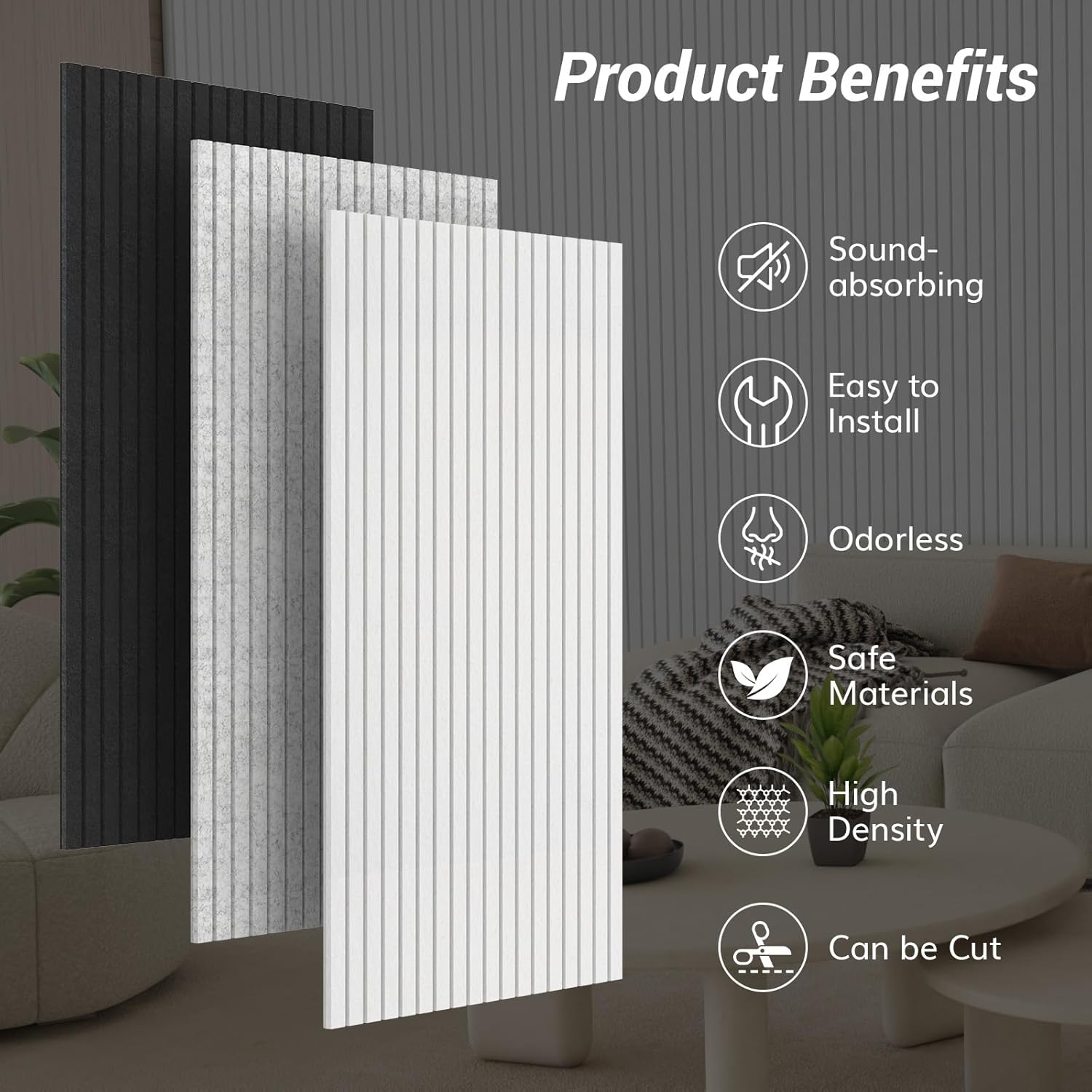 Acoustic Panels 4 Pack Large Soundproof Wall Panels Self Adhesive White TONOR