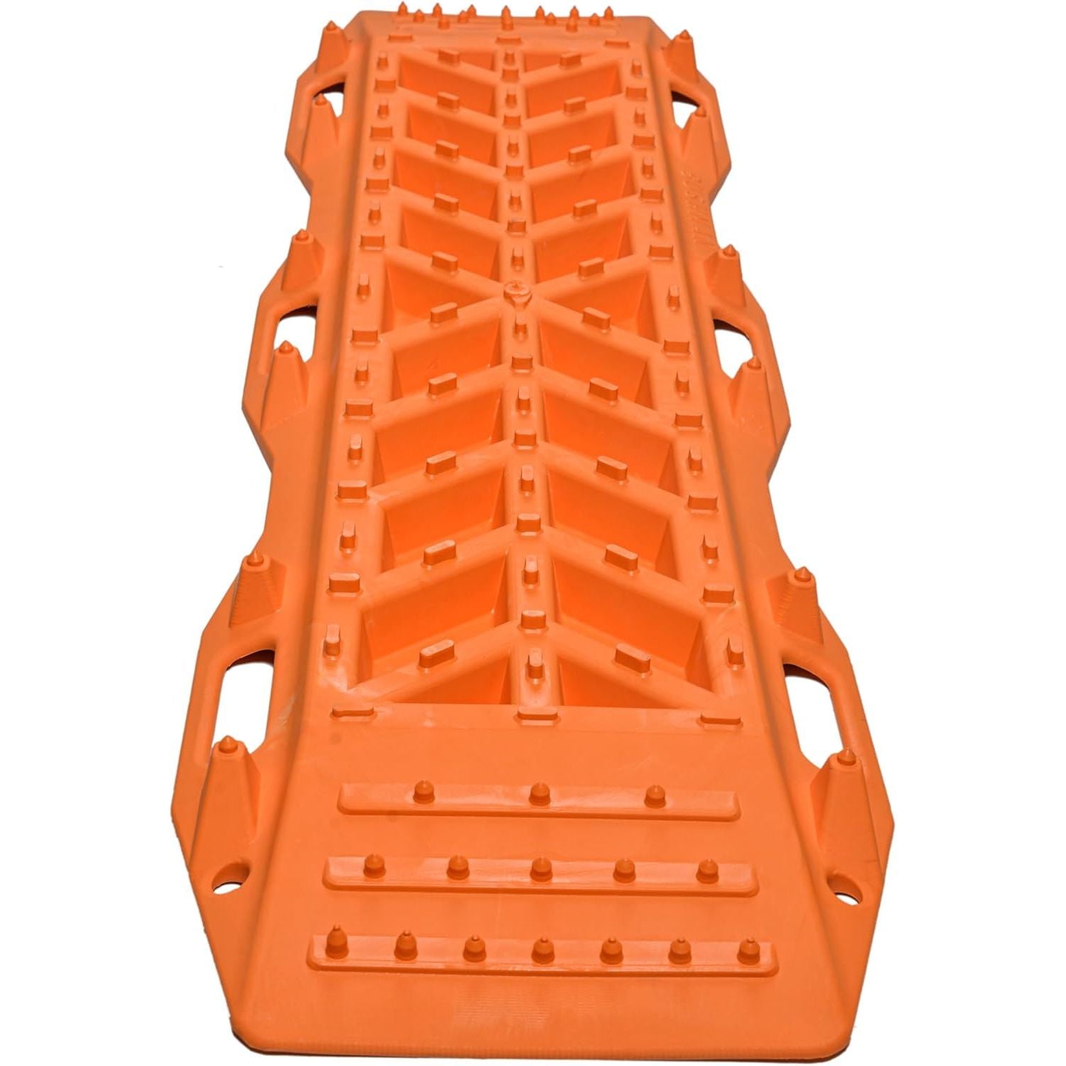 Orange plastic ramp with textured surface on a white background