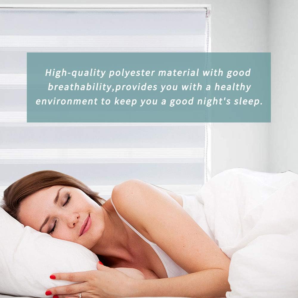 Zebra Roller Blind Day Night Curtain 2 Pack Easy Fix 105x150cm White SMONTER