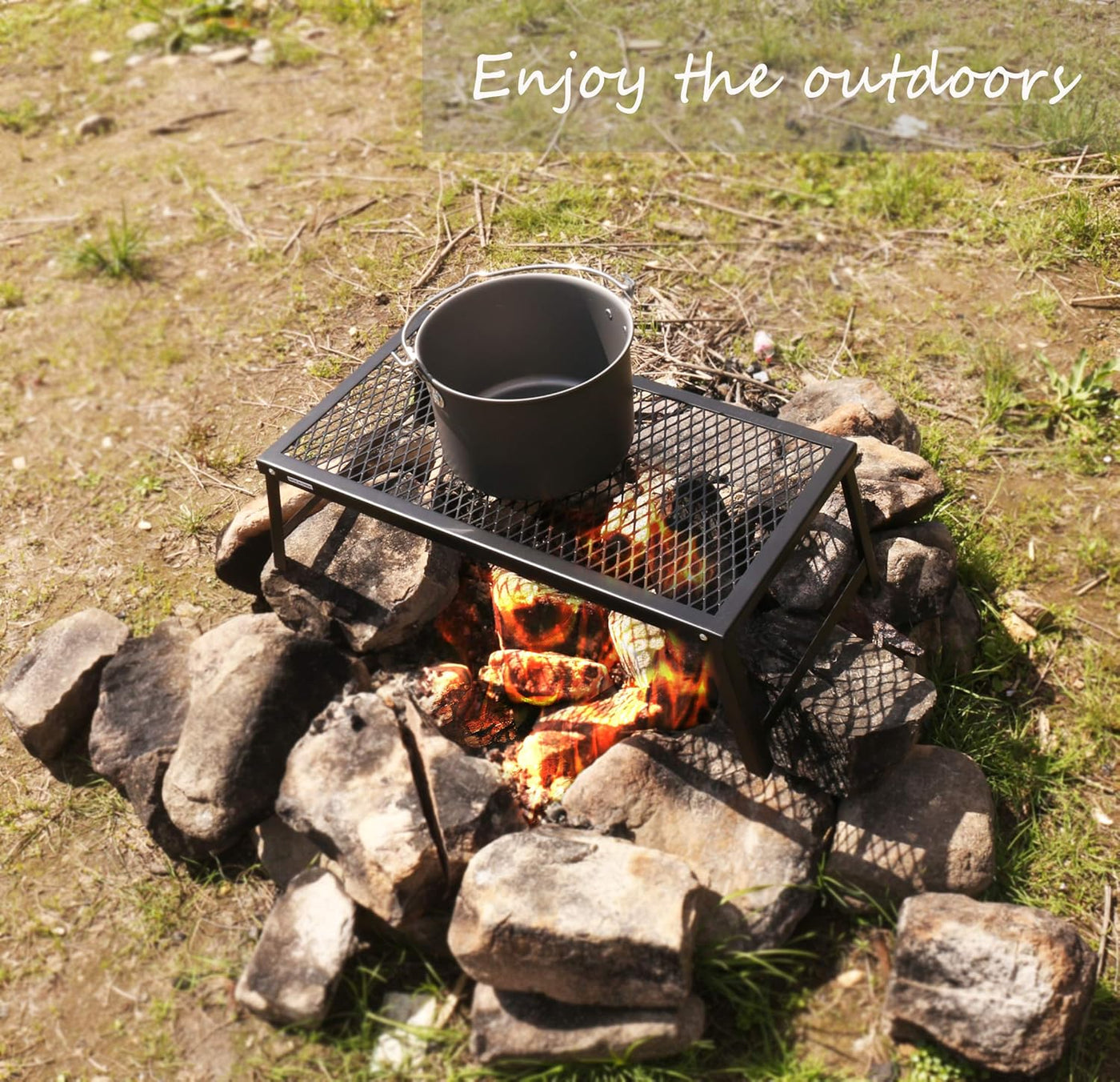 HIKEMAN Foldable Campfire Grill Heavy Duty Charcoal Grill for BBQ, Picnic Hiking