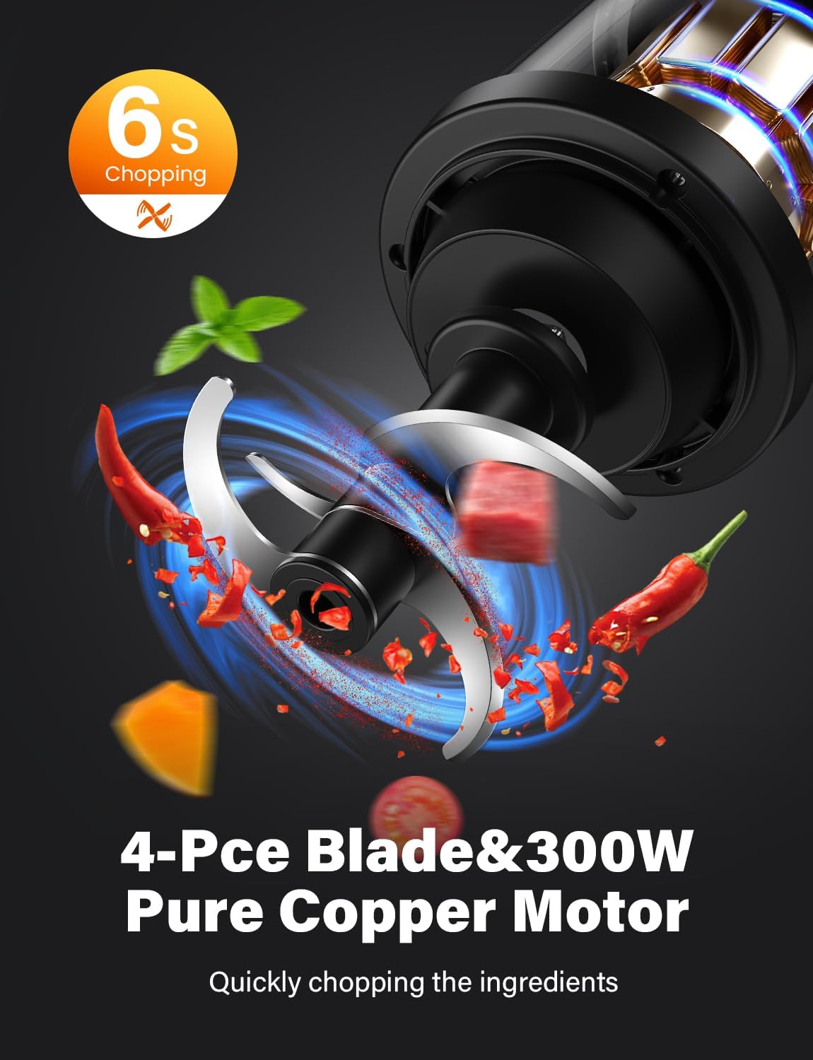 Mini Chopper Food Processor 300W 2x1L Bowls 2 Speed Meat Vegetable TWOMEOW