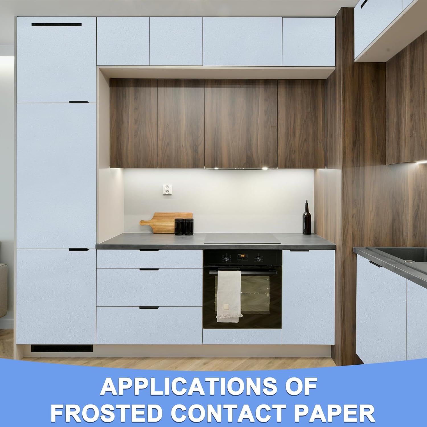 Light Blue Frosted Contact Paper 47x394in Peel Stick Waterproof PVC