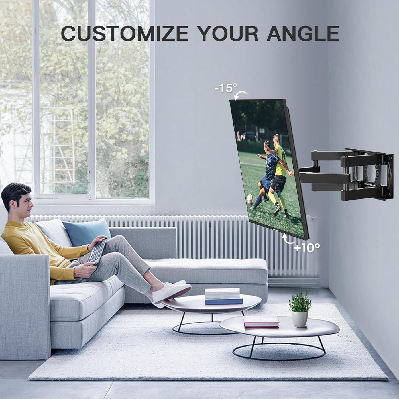 TV Wall Bracket Swivel Tilt Mount for 26-70 Inch Flat Curved TVs PERLESMITH