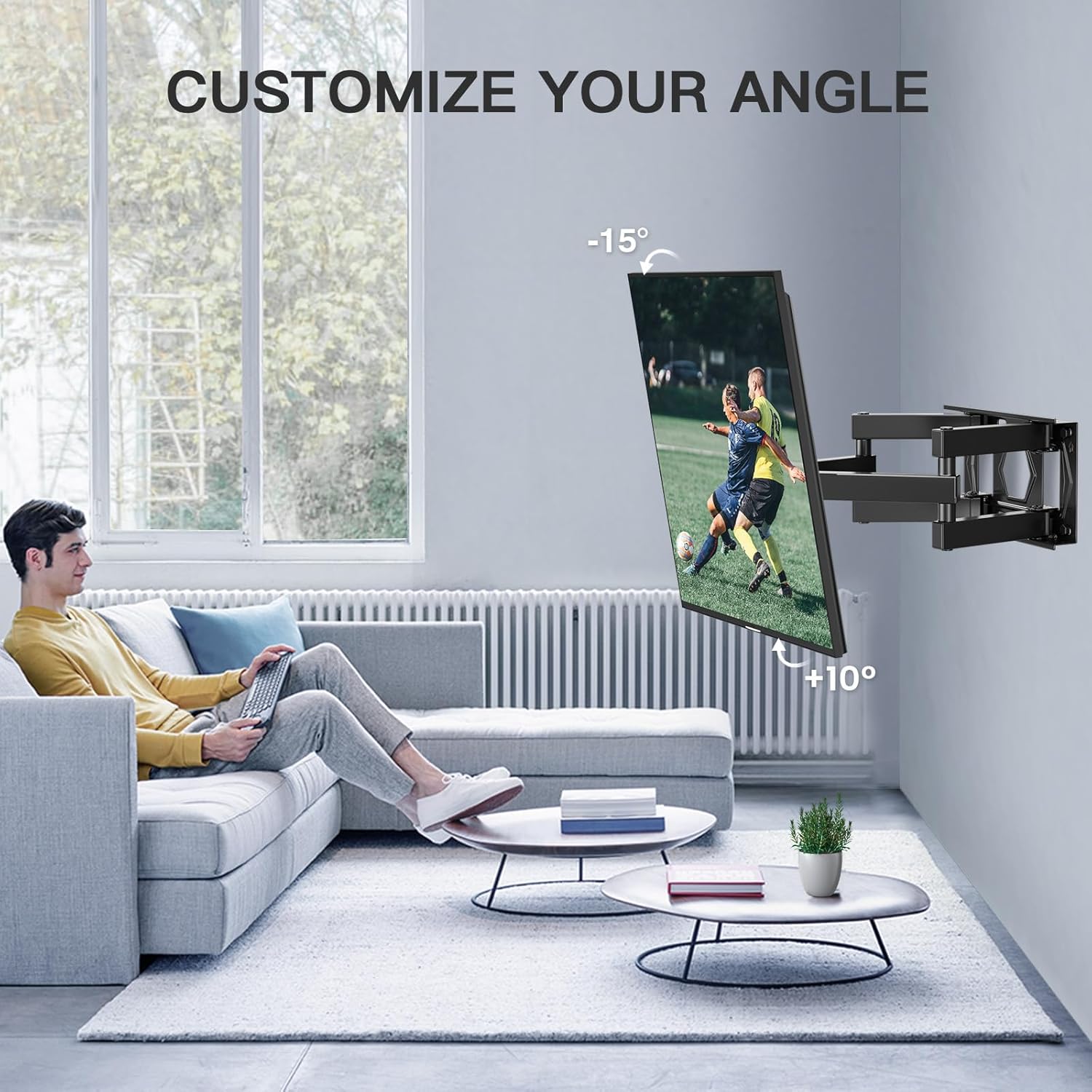 TV Wall Bracket Swivel Tilt Mount for 26-70 Inch Flat Curved TVs PERLESMITH