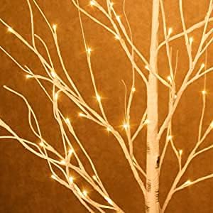 EAMBRITE White Twig Trees Set - 6FT, 5FT Birch with Warm White LEDs