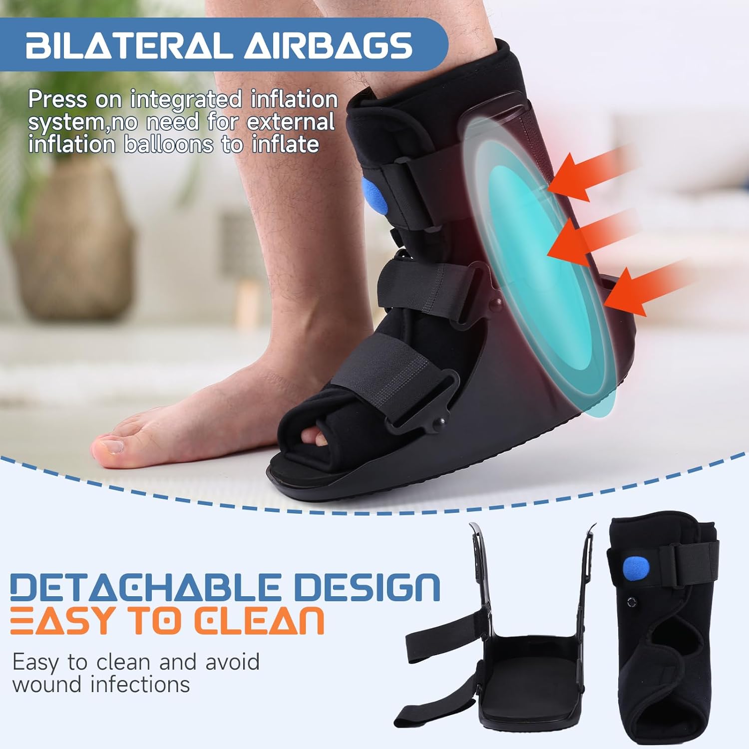 GHORTHOUD Inflatable Walking Boot, Orthopaedic Air Walker for Foot Injuries (M)