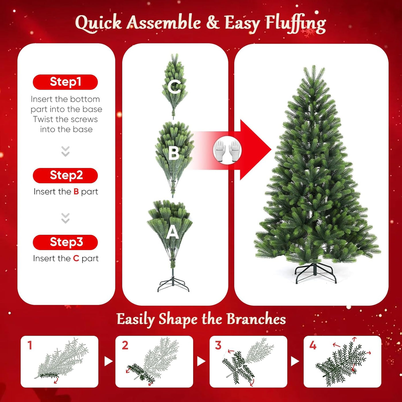 SALCAR 7ft Artificial Christmas Tree - Realistic PE, Sturdy Stand, Quick Setup