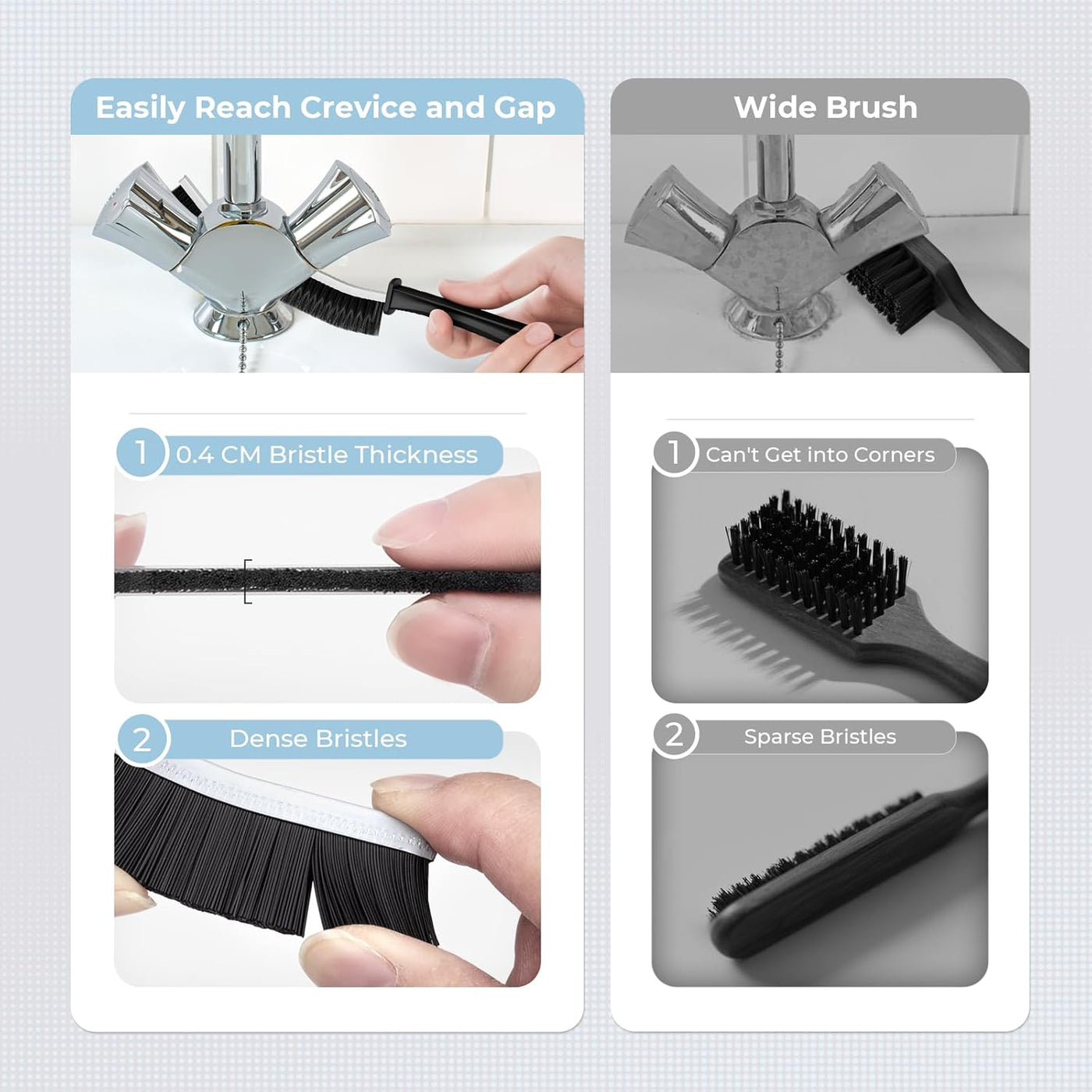 Crevice Cleaning Brush Set Hard Bristle for Grout Kitchen Bathroom 6pcs FOOGWEE