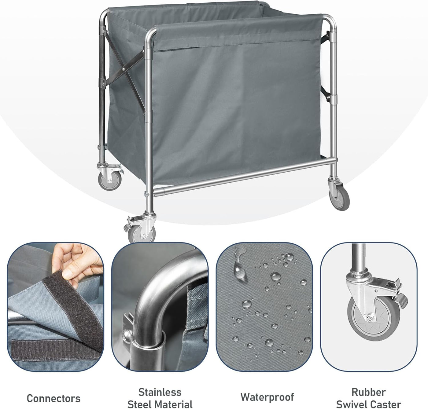 Large Folding Laundry Trolley 350L Heavy Duty Cart on Wheels Nisorpa