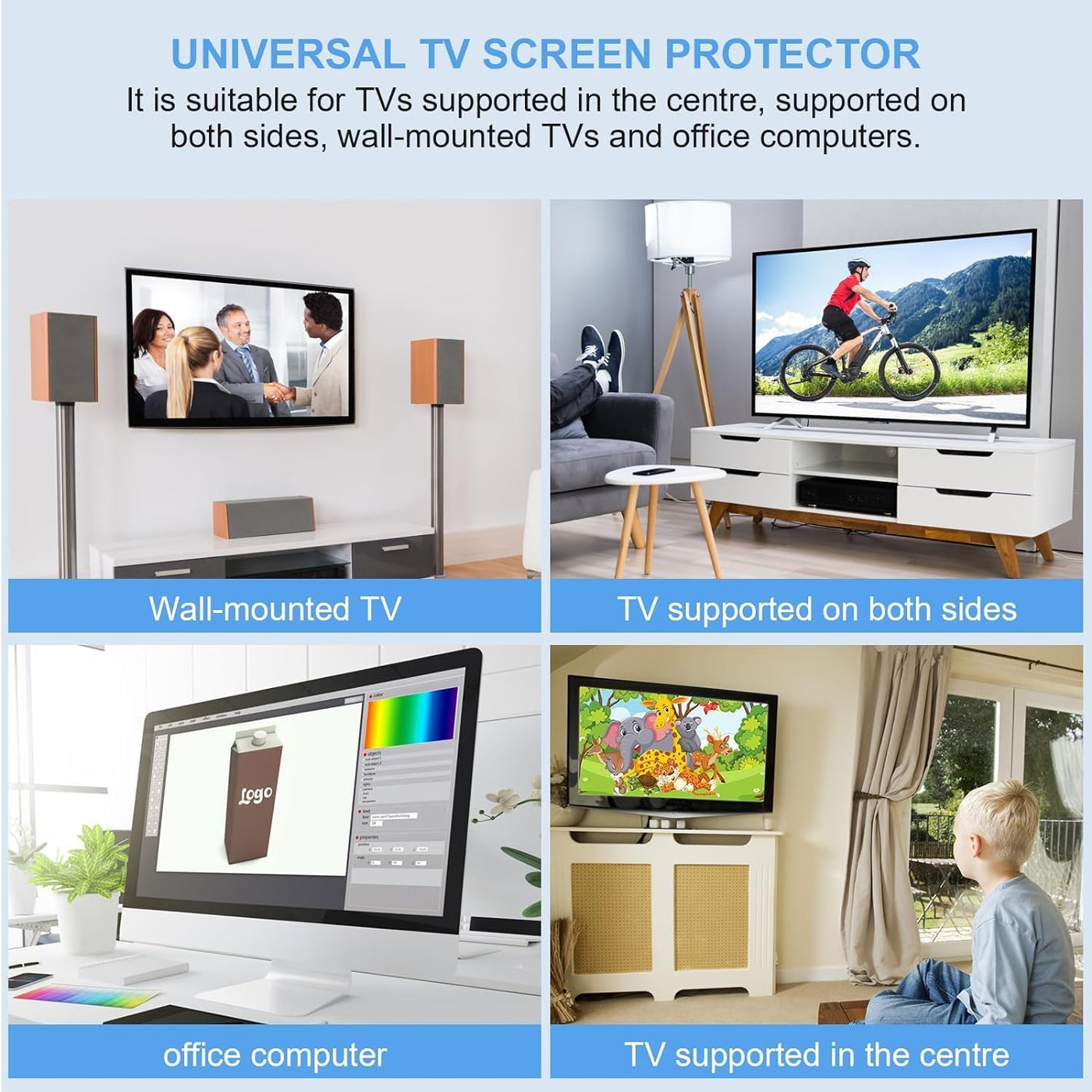 55 Inch TV Screen Protector HD Clear Acrylic Display Shield for TVs Monitors Qoosea