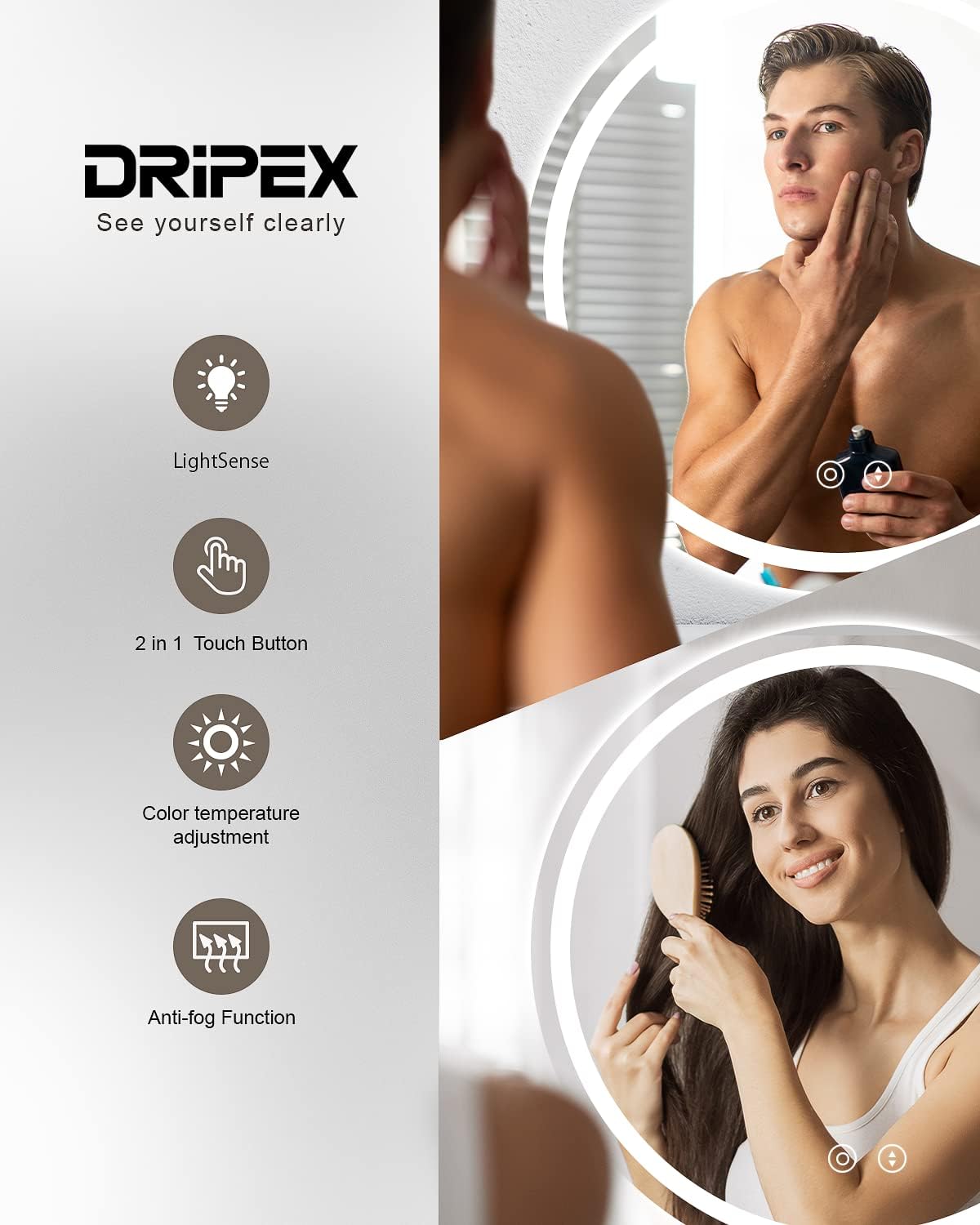 Dripex product advertisement with features and usage scenarios.