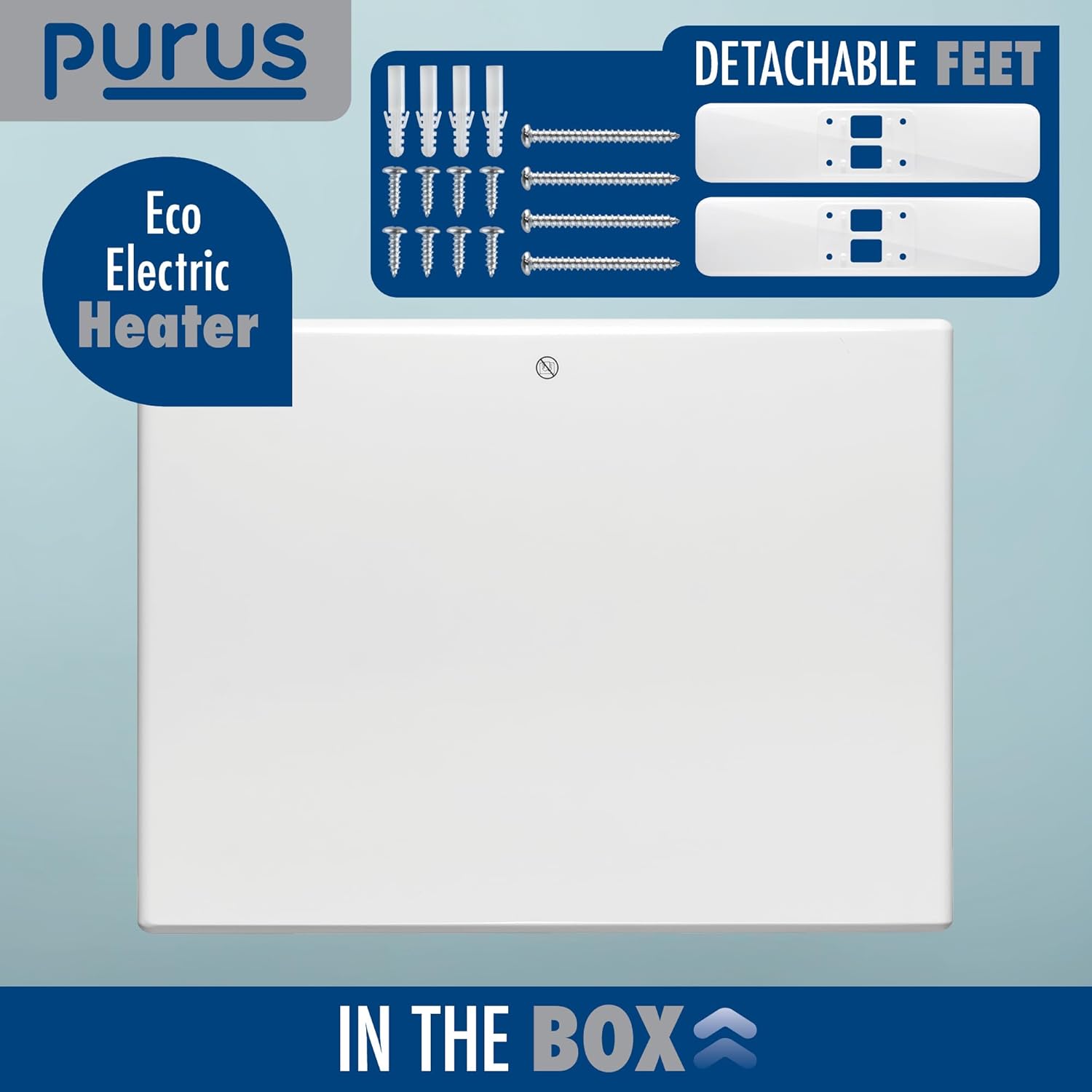 600W White Electric Radiator Heater with Thermostat Wall Mounted Purus
