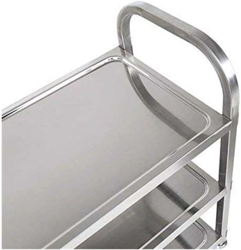 3 Tier Catering Trolley Stainless Steel with Locking Wheels 75x40x83cm Nisorpa