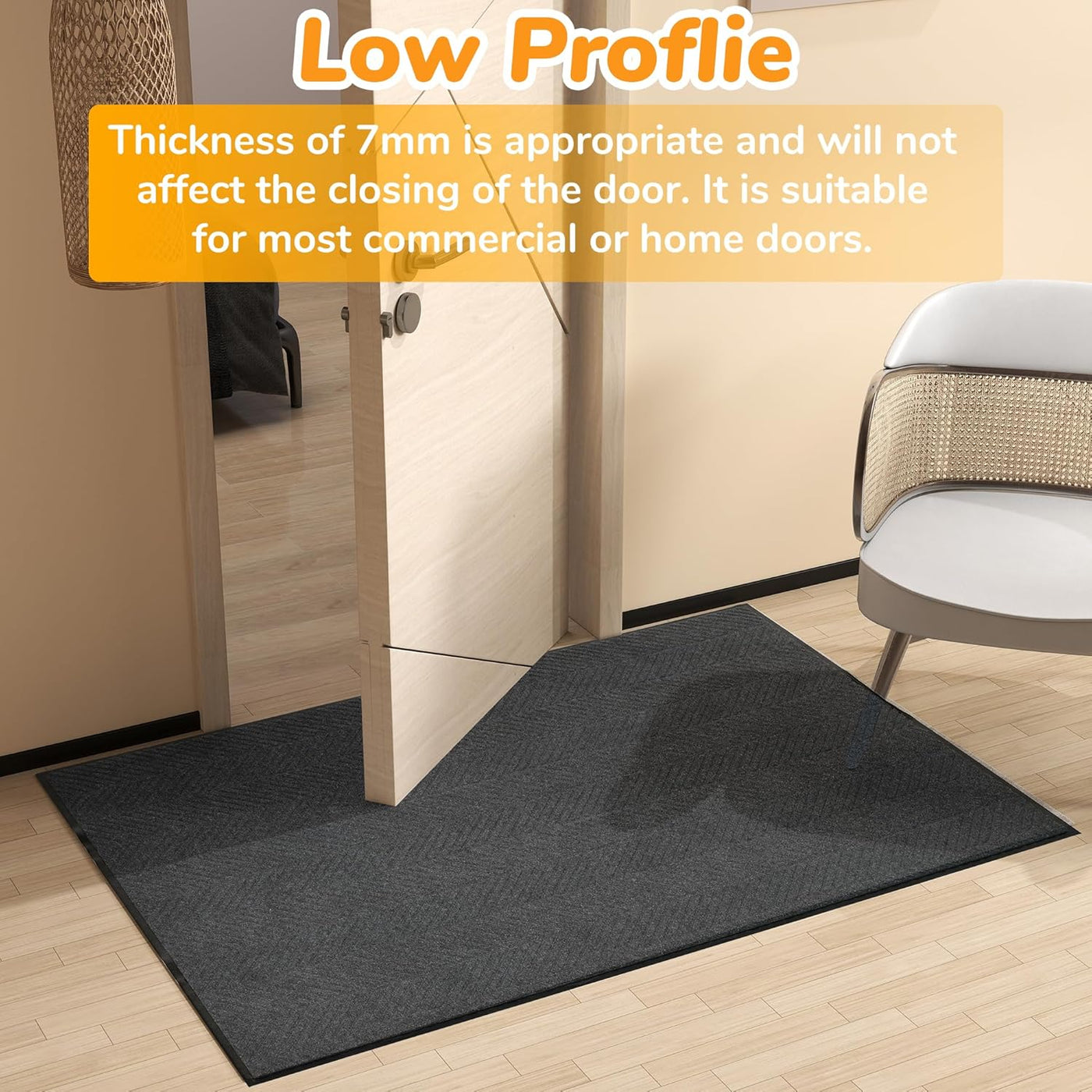 Large Entrance Door Mat 120x180cm Non Slip Washable Thickness of 0.8CM Grey