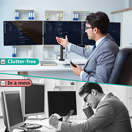 Triple Monitor Mount 13-27 Inch Adjustable Desk Stand VESA 100 Black WALI