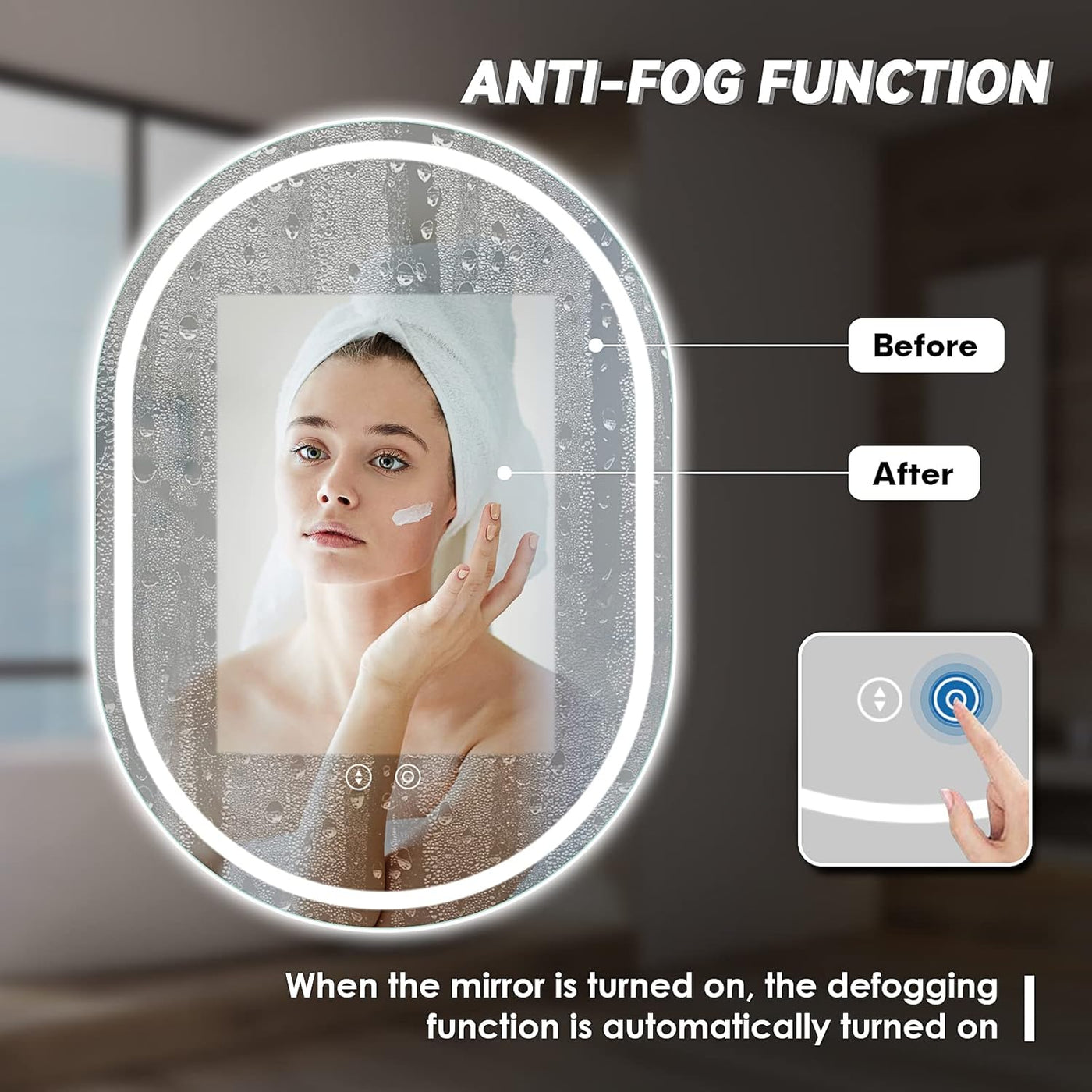 Oval LED Bathroom Mirror 50 x 70cm Backlit Dimmable Anti Fog Wall Mounted Dripex