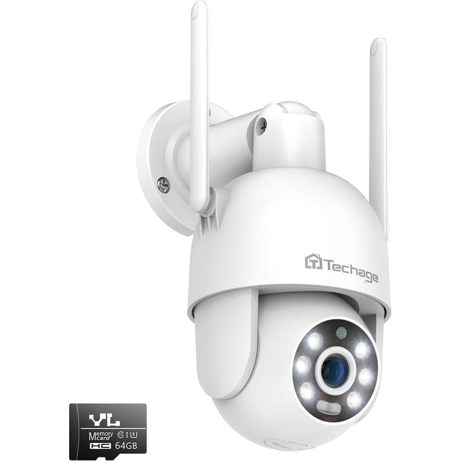 4K Wireless Security Camera, 24/7 Recording with 64G SD, Pan-Tilt 360° - Massive Discounts