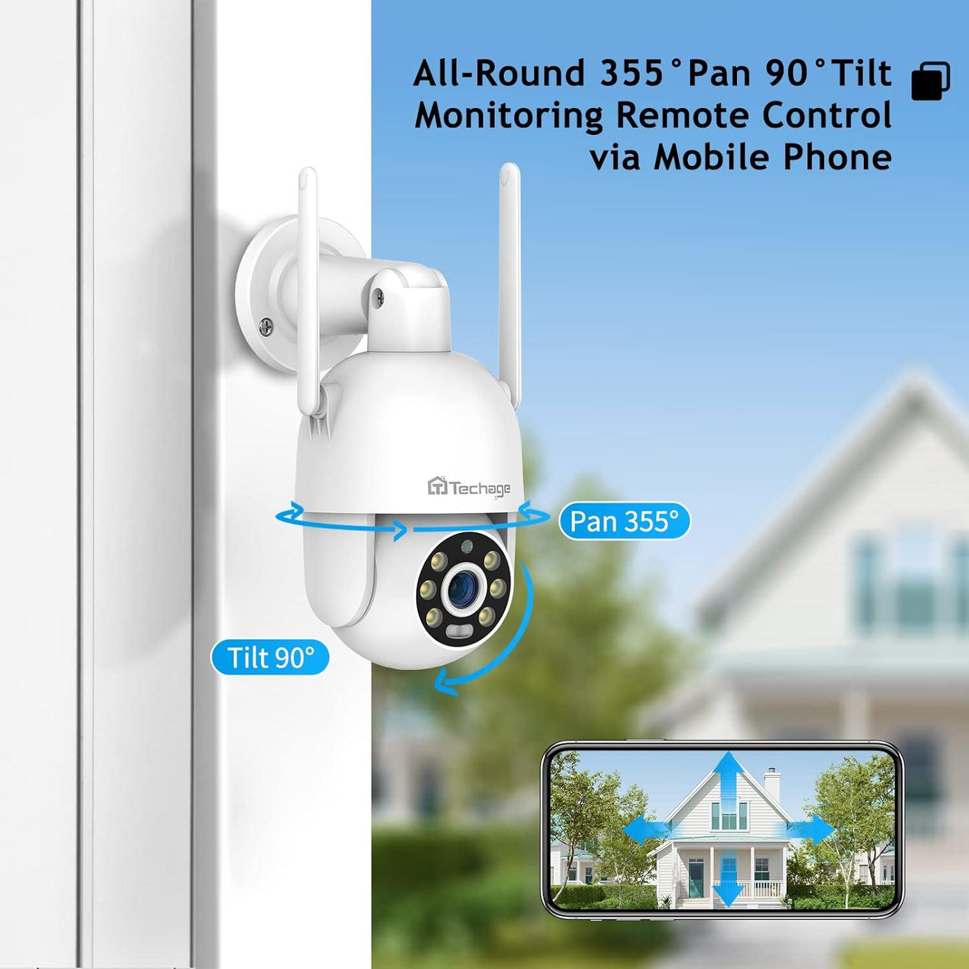 4K Wireless Security Camera, 24/7 Recording with 64G SD, Pan-Tilt 360° - Massive Discounts