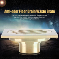 4x4 Inch Brass Square Anti-Odor Floor Drain, Hair Catcher for Shower - Massive Discounts