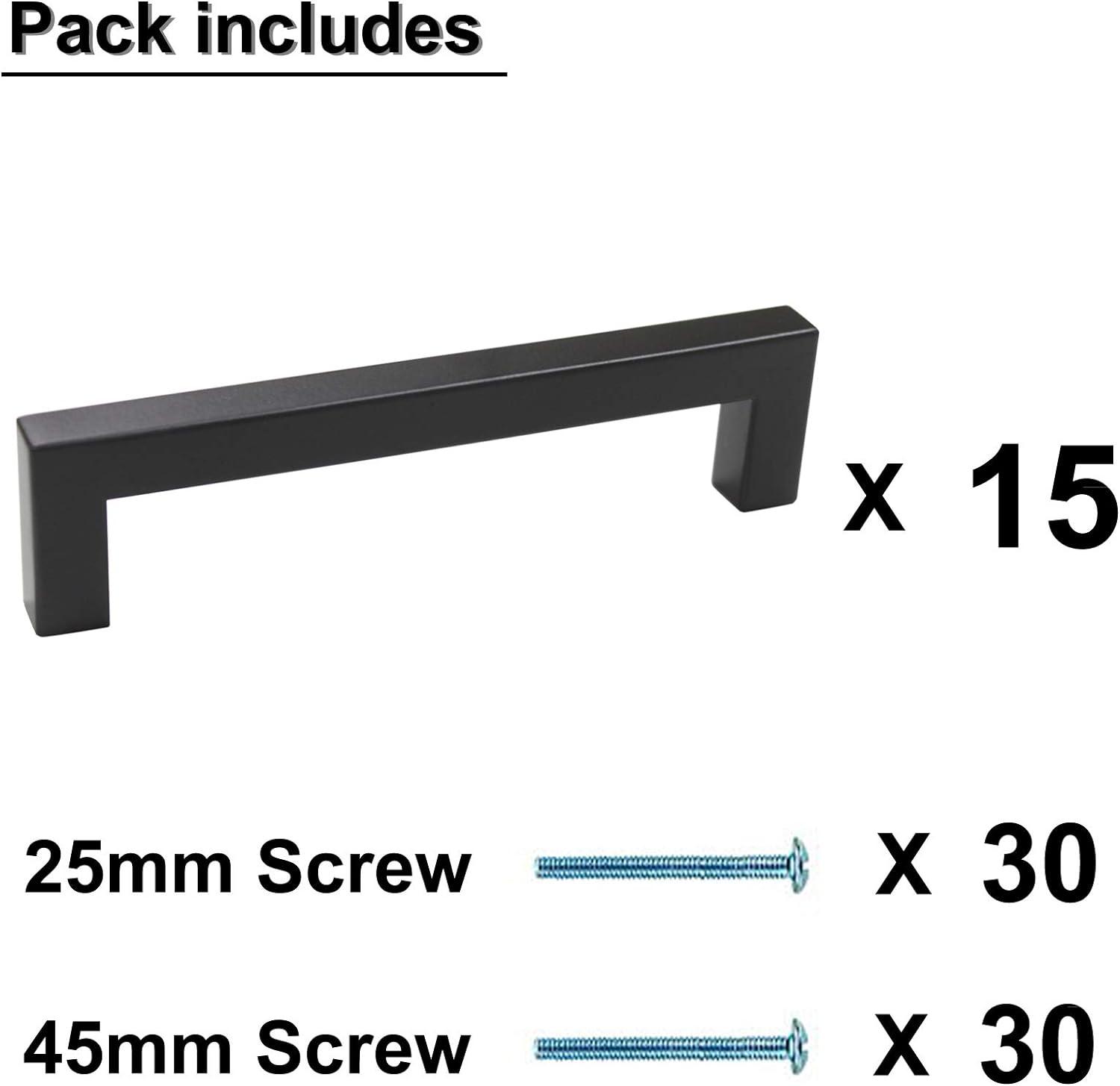 Probrico 15 Pack 160mm Black Kitchen Cabinet Handles - Stainless Steel