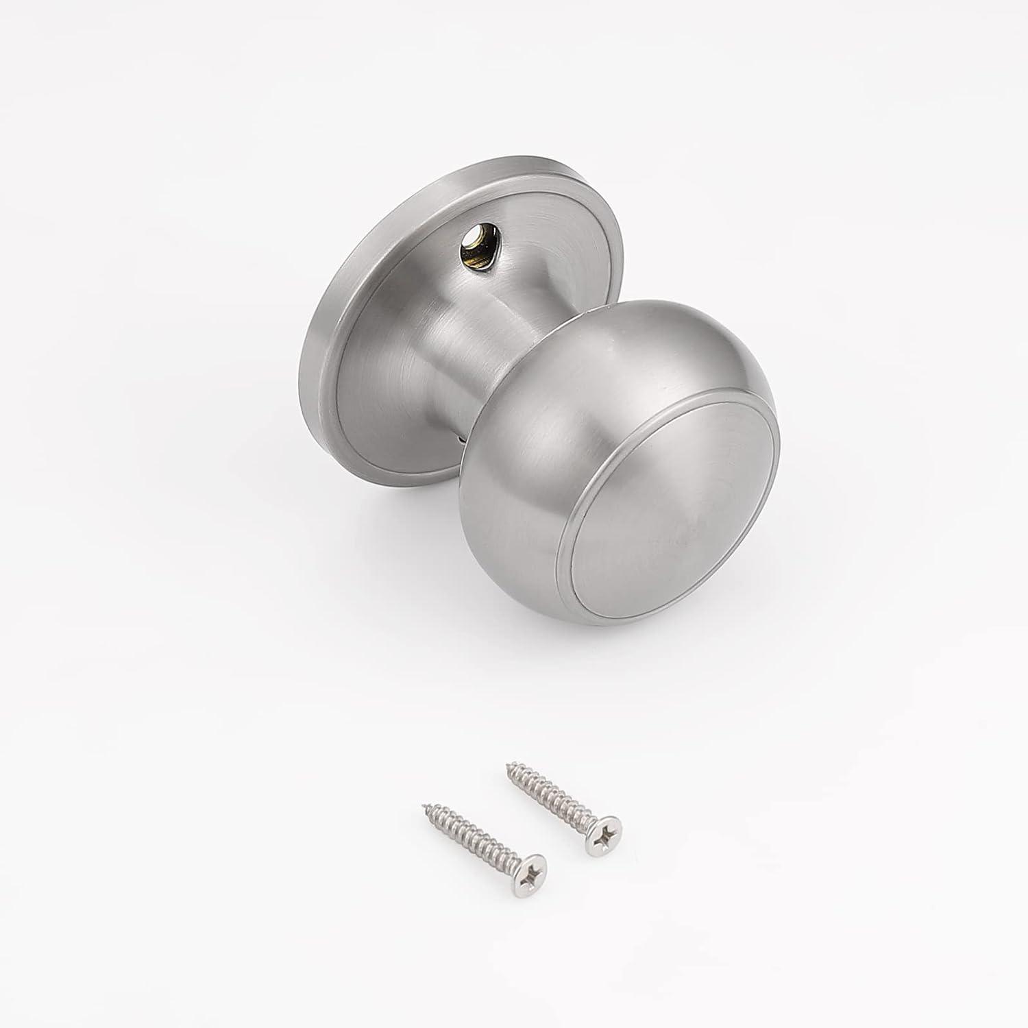 Probrico 5 Pack Brushed Nickel Dummy Door Knobs - Keyless Round Stainless Steel