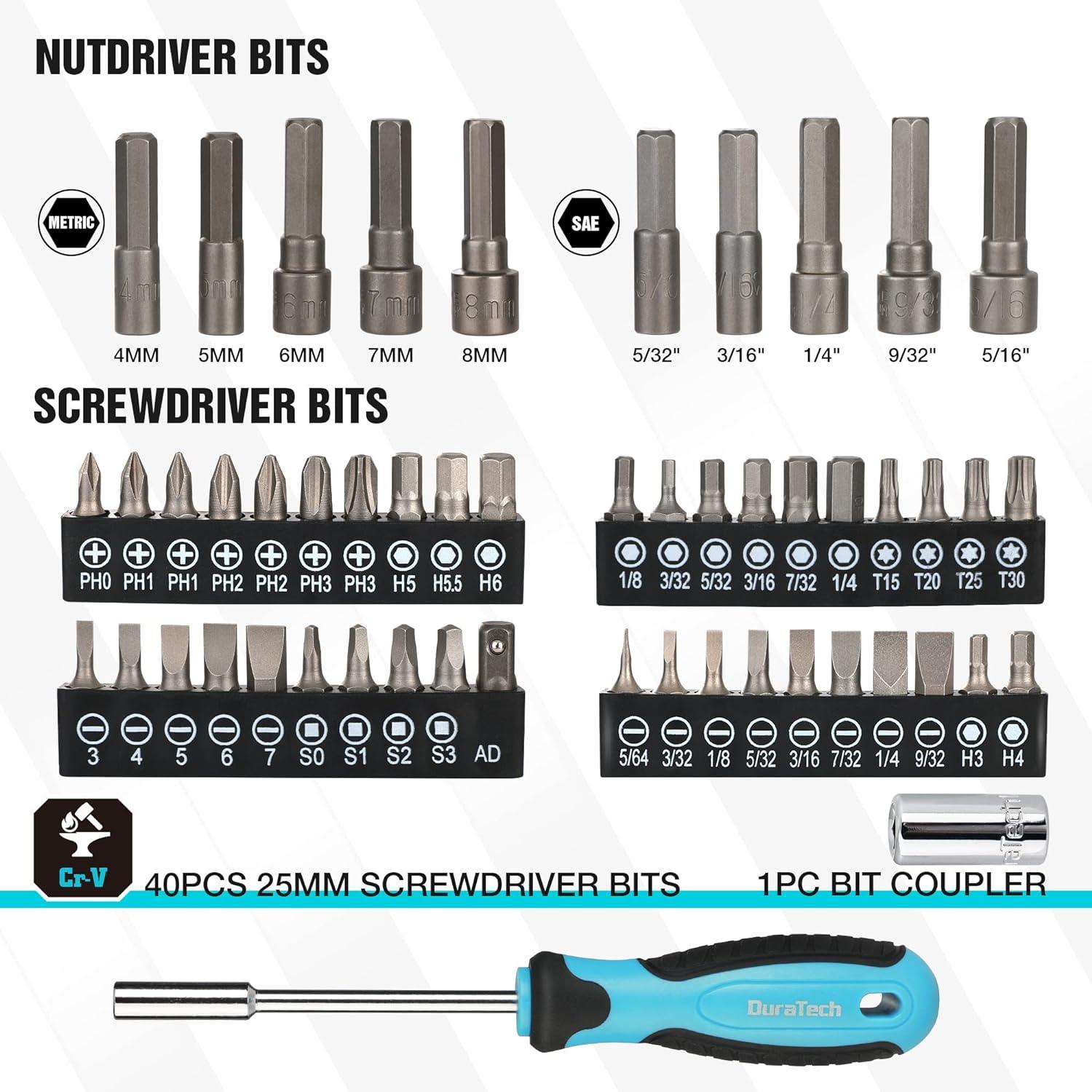 DURATECH 121-Piece Mechanics Tool Set | Metric & Imperial Sockets, Ratchet