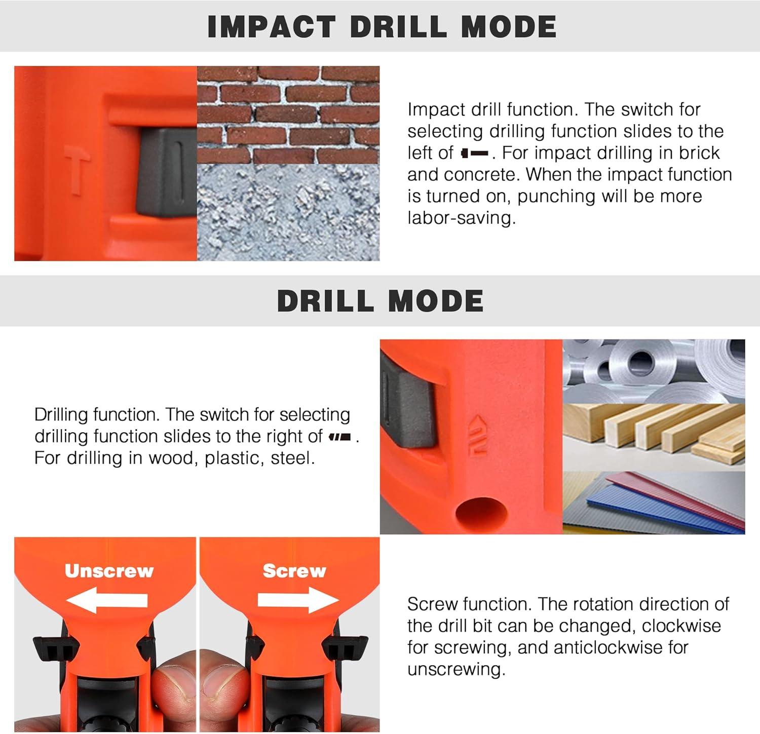 ValueMax 900W Electric Drill, Variable Speed Orange