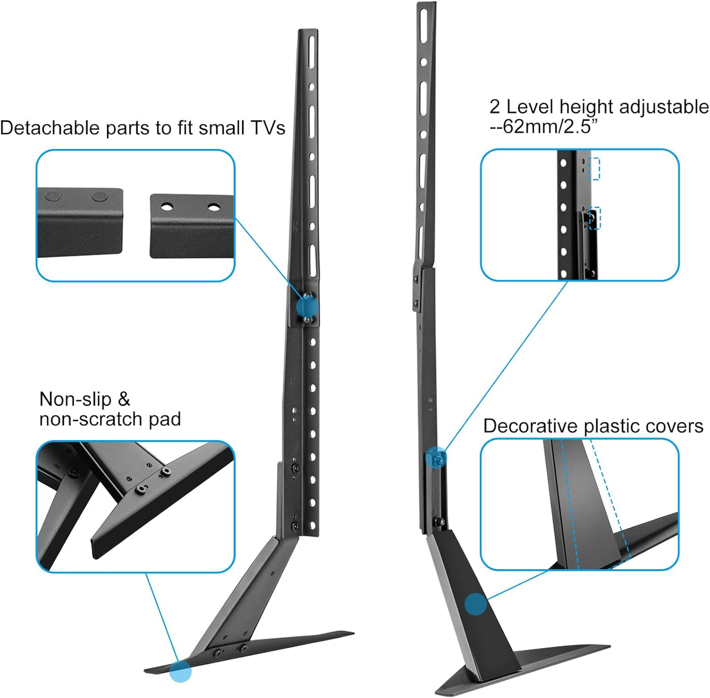 Suptek Universal TV Stand, Adjustable Legs for 22-65in TVs, VESA 800x400mm, 50kg