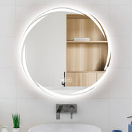 YOSHOOT 700mm Round LED Bathroom Mirror, Wall-Mounted, 3-Color Dimmable Anti-Fog