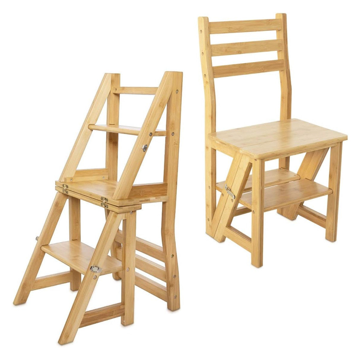 Navaris Folding Step Ladder Chair, Bamboo Stool for Storage & Decoration