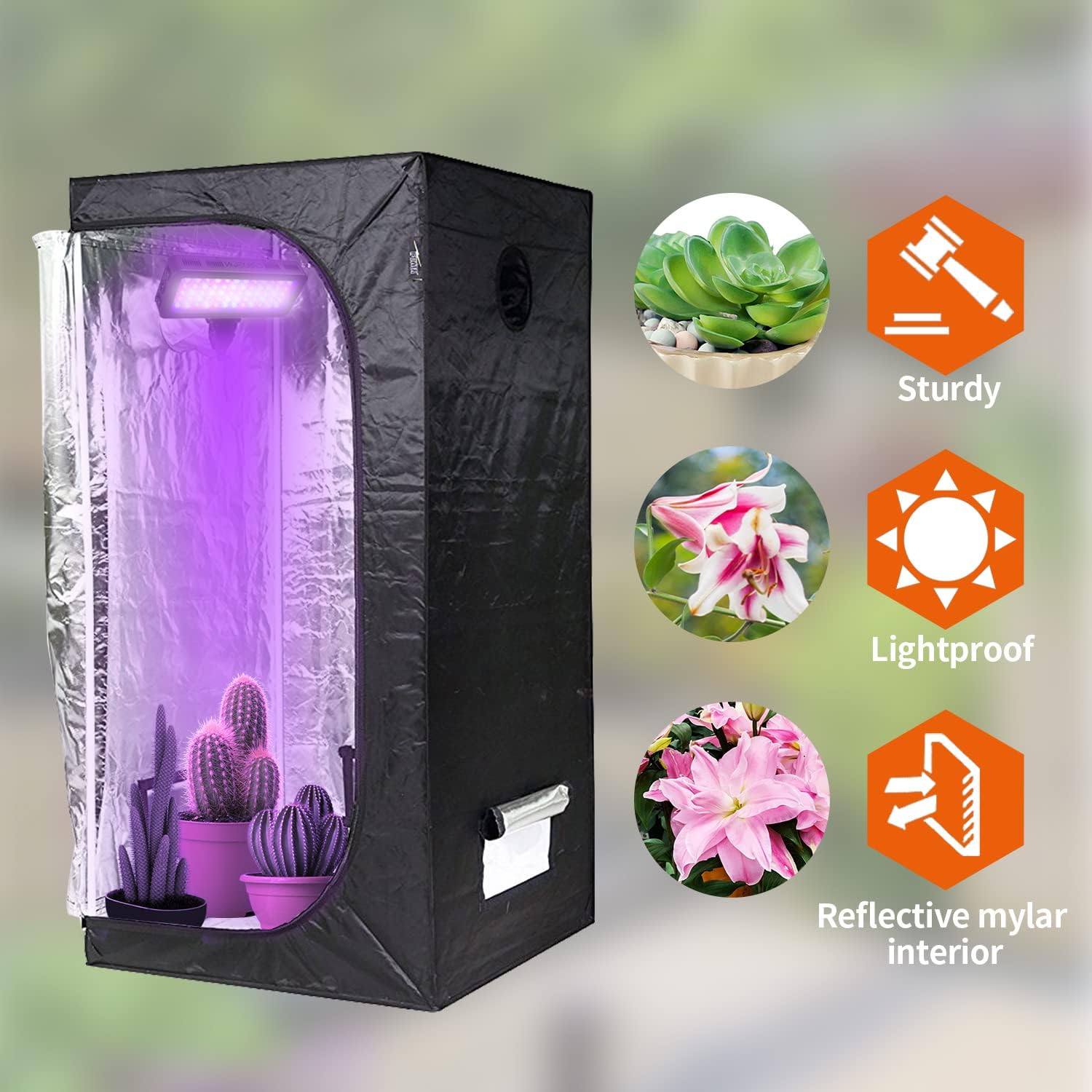 SunStream 48''x24''x60'' Hydroponic Grow Tent, Lightproof & Water-Resistant