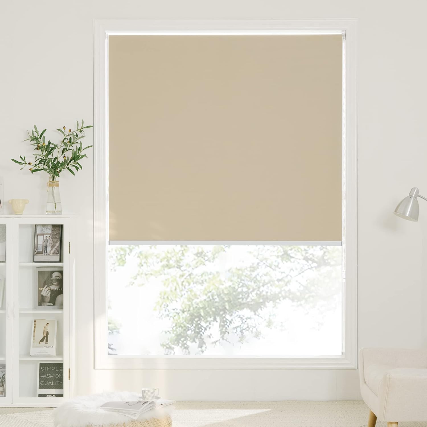 100% Blackout Thermal Door Curtain, UV Privacy Shade, 30''x72'' Roller Blind