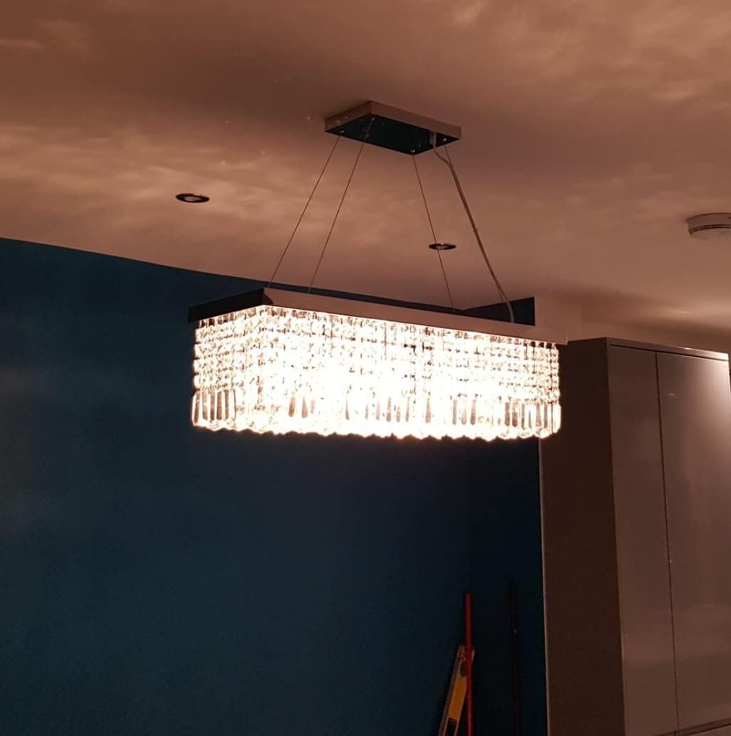 Crystal Chandelier K9 Droplet Rectangular Chrome LED Pendant Light Modern Luxury