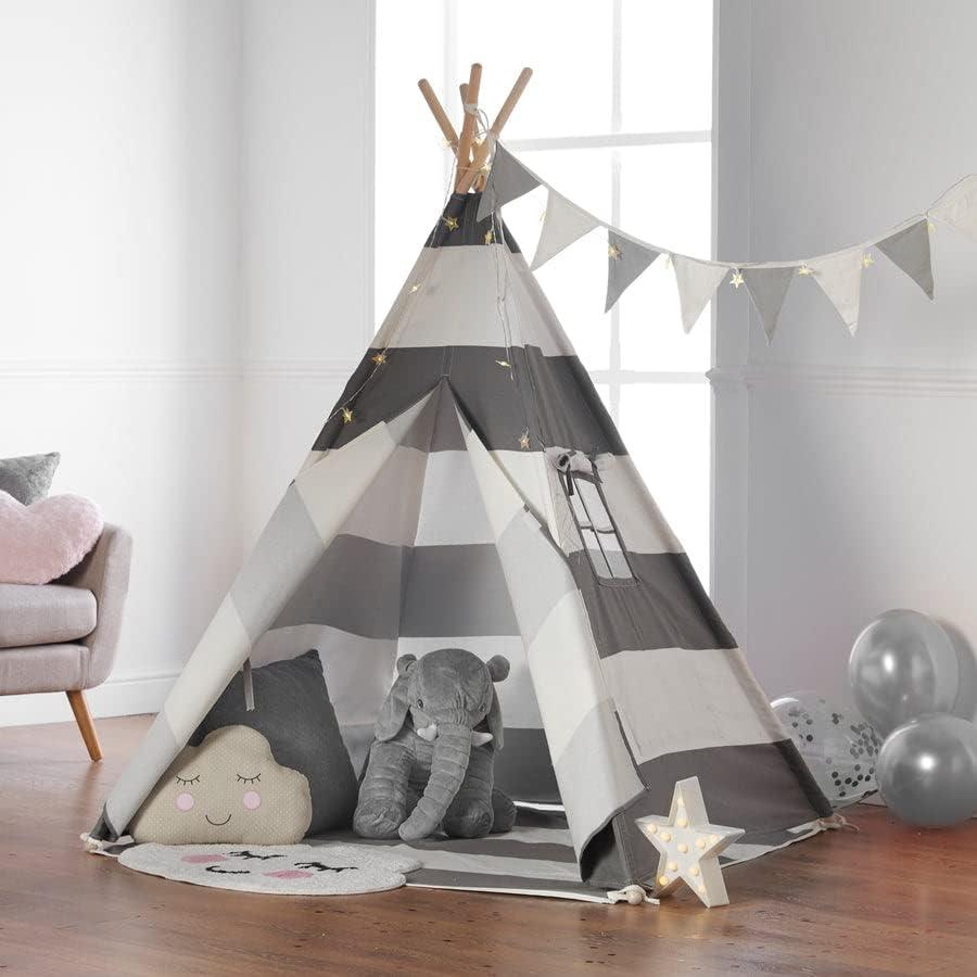 Kids Teepee Tent with Fairy Lights 160cm Carry Bag and Waterproof Floor